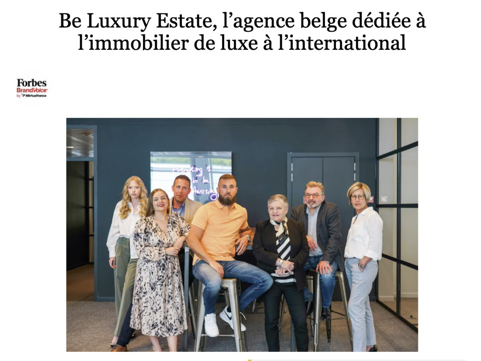 Forbes reconnait Be Luxury comme agence haut-de-gamme